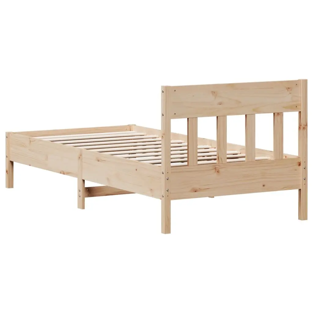 Solid Pine Wood Bed Frame 90x190 cm with Slatted Base