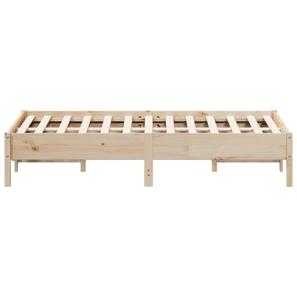 Solid Pine Wood Bed Frame 135x190 cm Brown Slatted Base