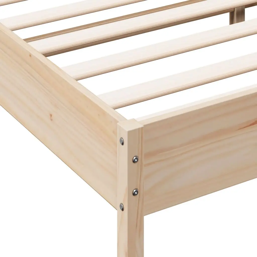Solid Pine Wood Bed Frame 135x190 cm Brown Slatted Base