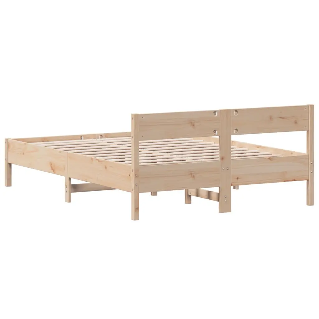 Solid Pine Wood Bed Frame 135x190 cm with Slatted Base