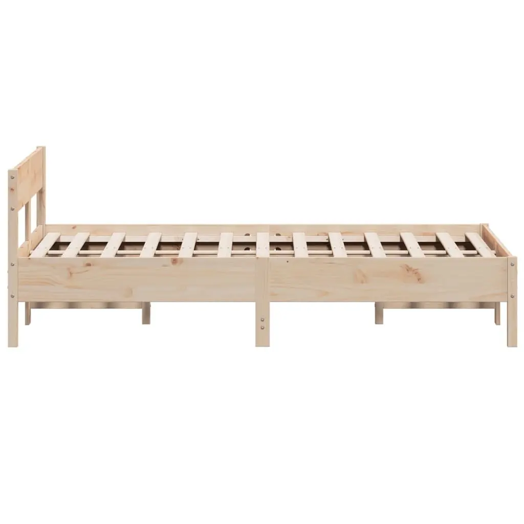 Solid Pine Wood Bed Frame 135x190 cm with Slatted Base
