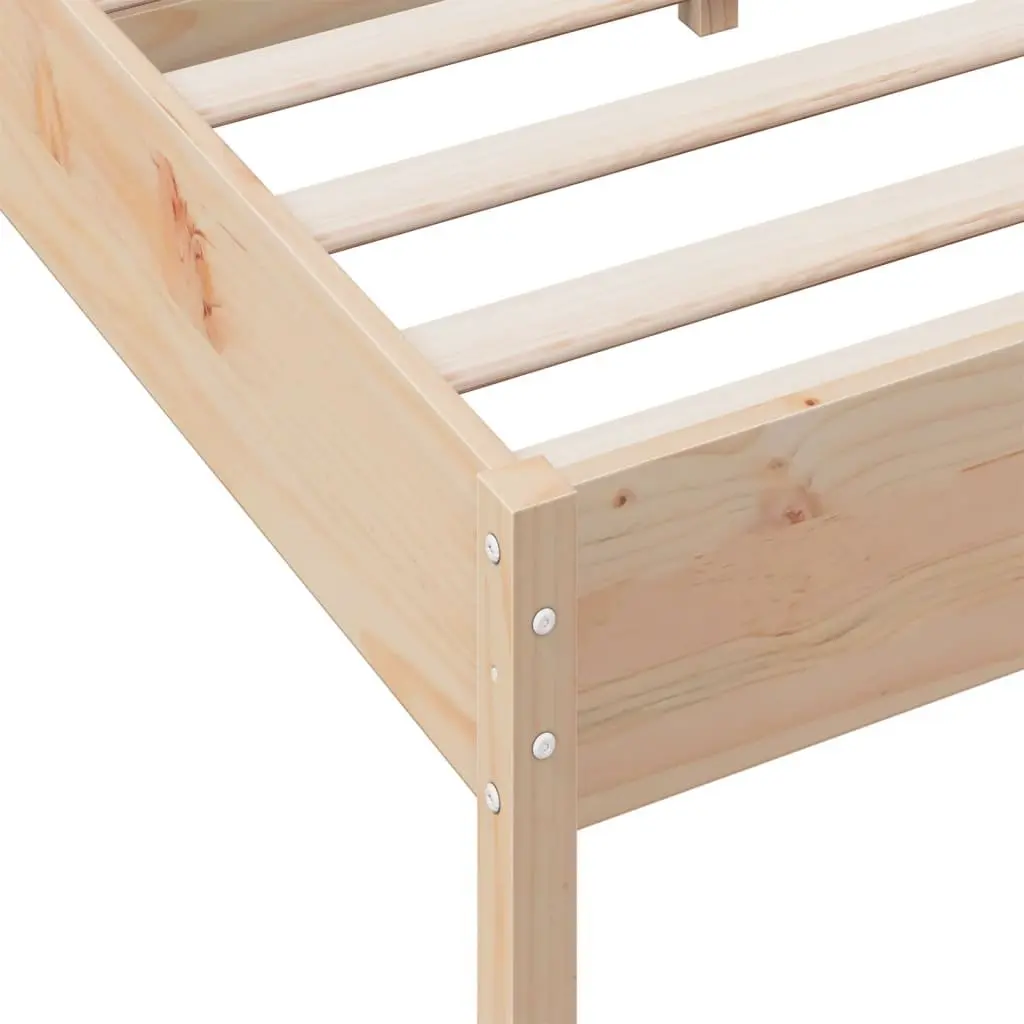 Solid Pine Wood Bed Frame 135x190 cm with Slatted Base