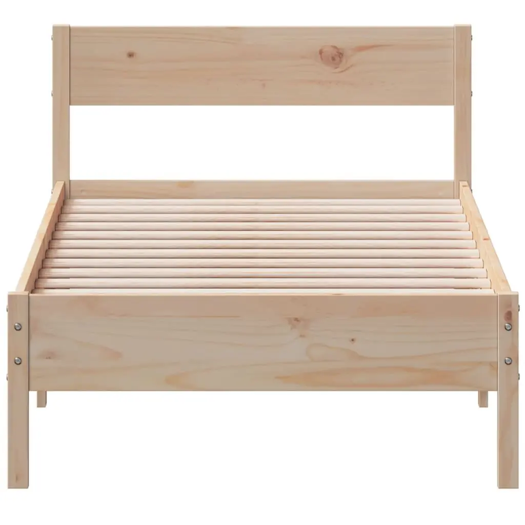 Brown Solid Pine Bed Frame 90x190 cm with Slatted Base