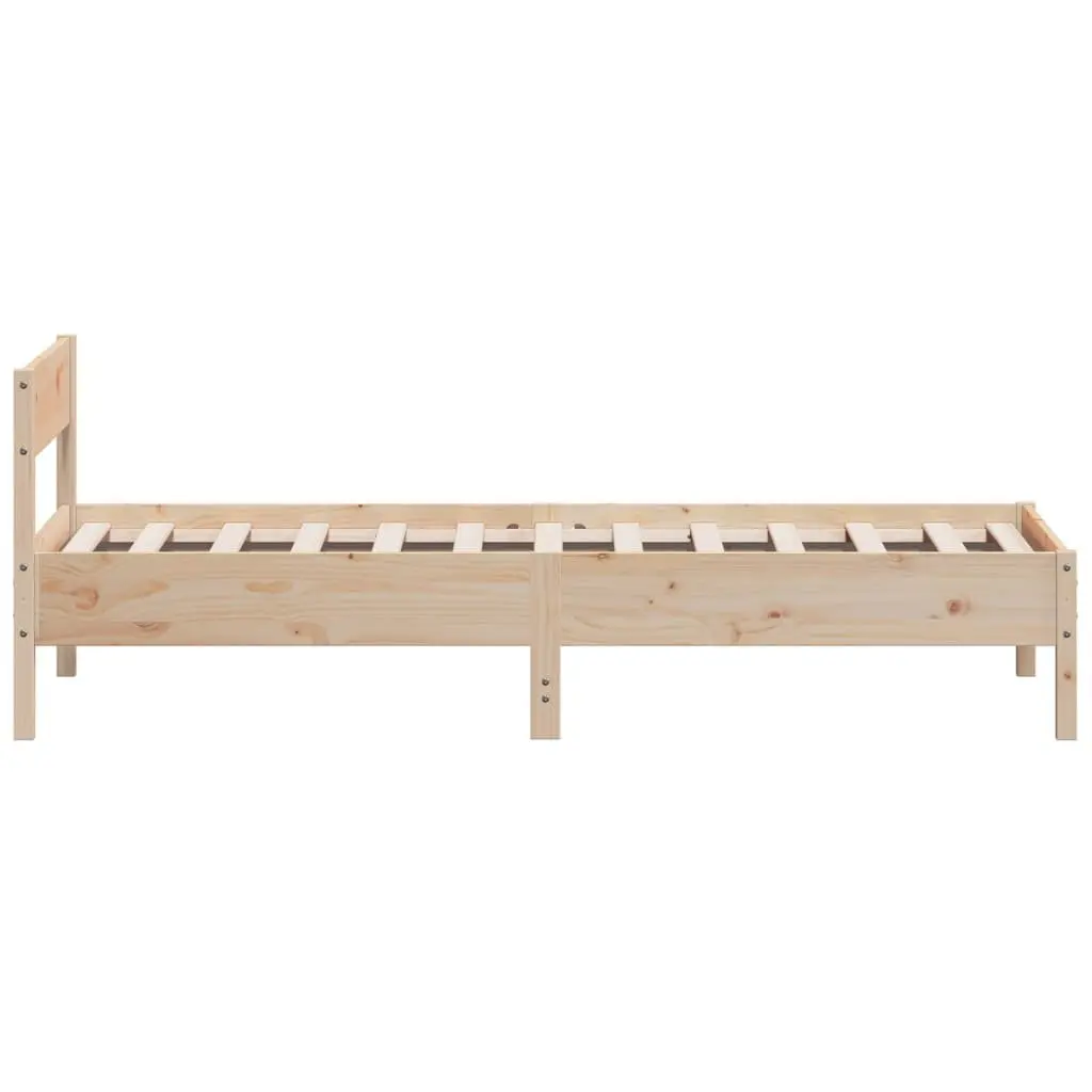 Brown Solid Pine Bed Frame 90x190 cm with Slatted Base