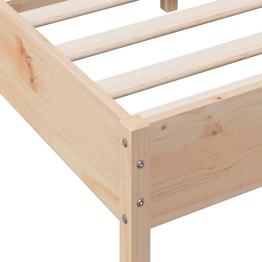 Brown Solid Pine Bed Frame 90x190 cm with Slatted Base
