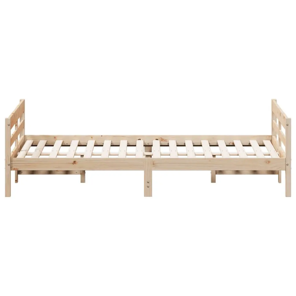 Solid Pine Wood Double Bed Frame 137x187cm in Brown