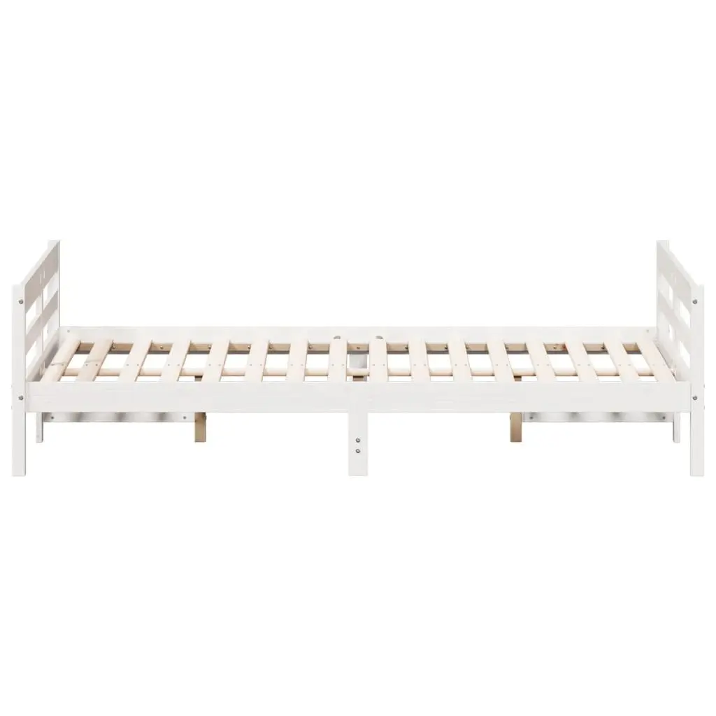 Solid Pine Wood Double Bed Frame 137x187 cm in White