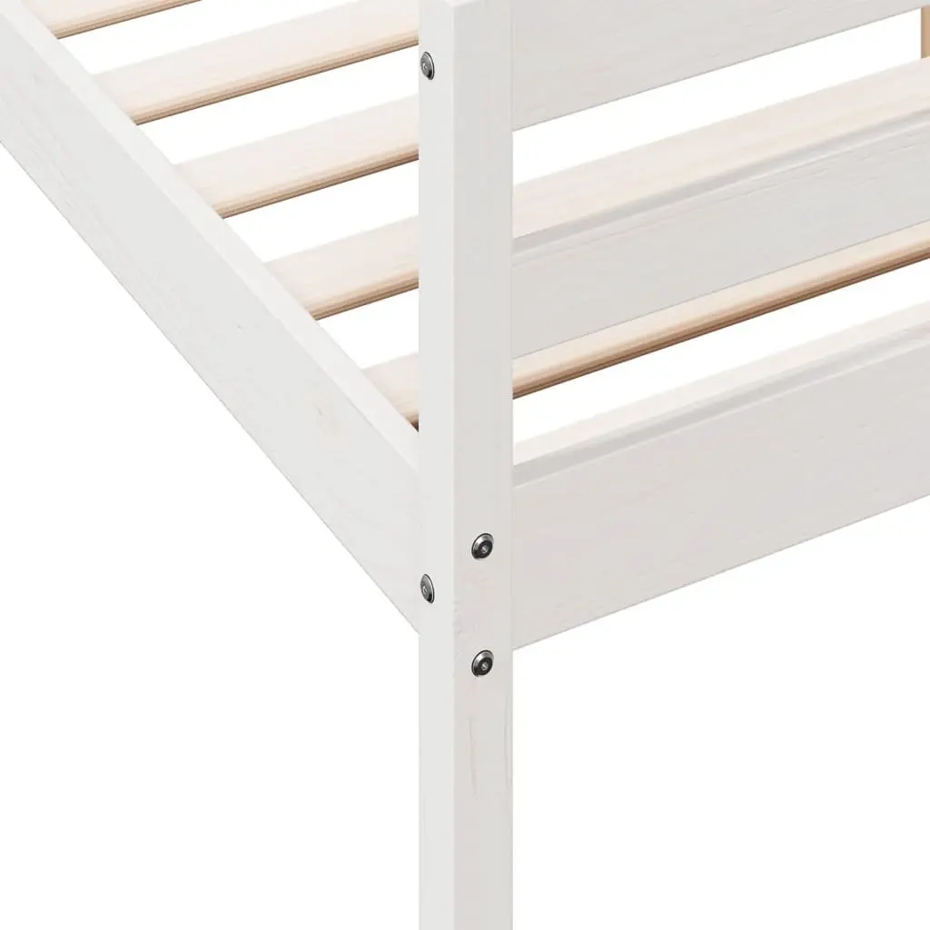 Solid Pine Wood Double Bed Frame 137x187 cm in White