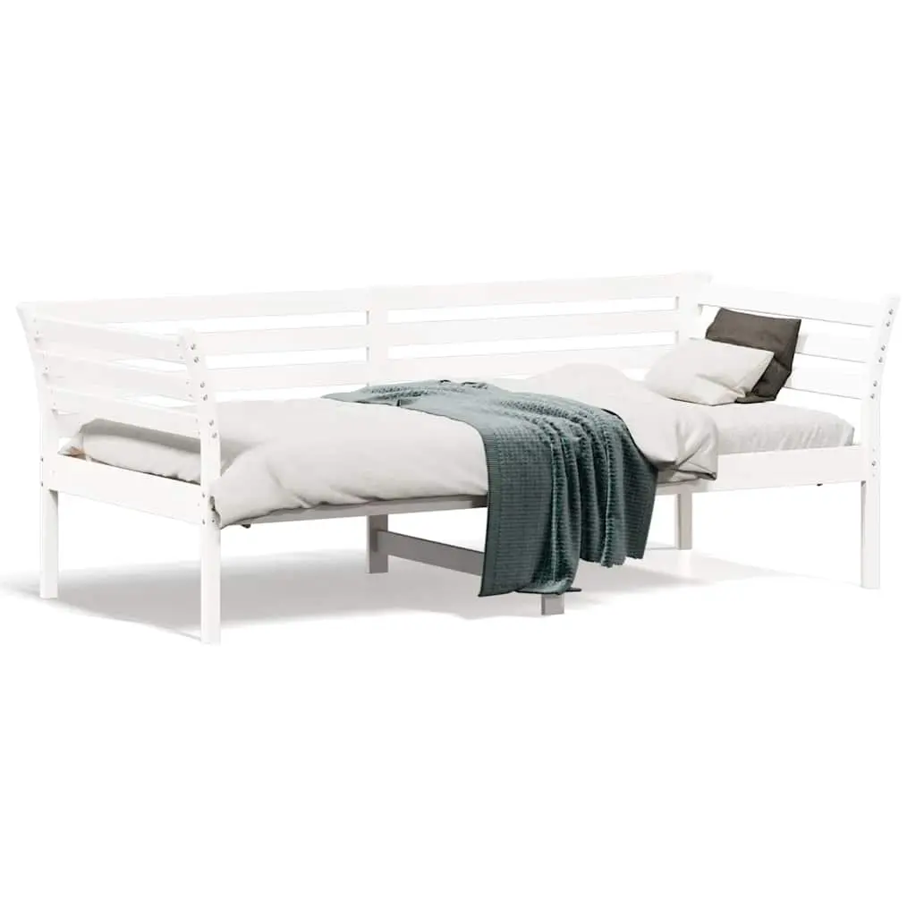 Solid Pine Wood Day Bed in White 90x190 cm with Guardrails