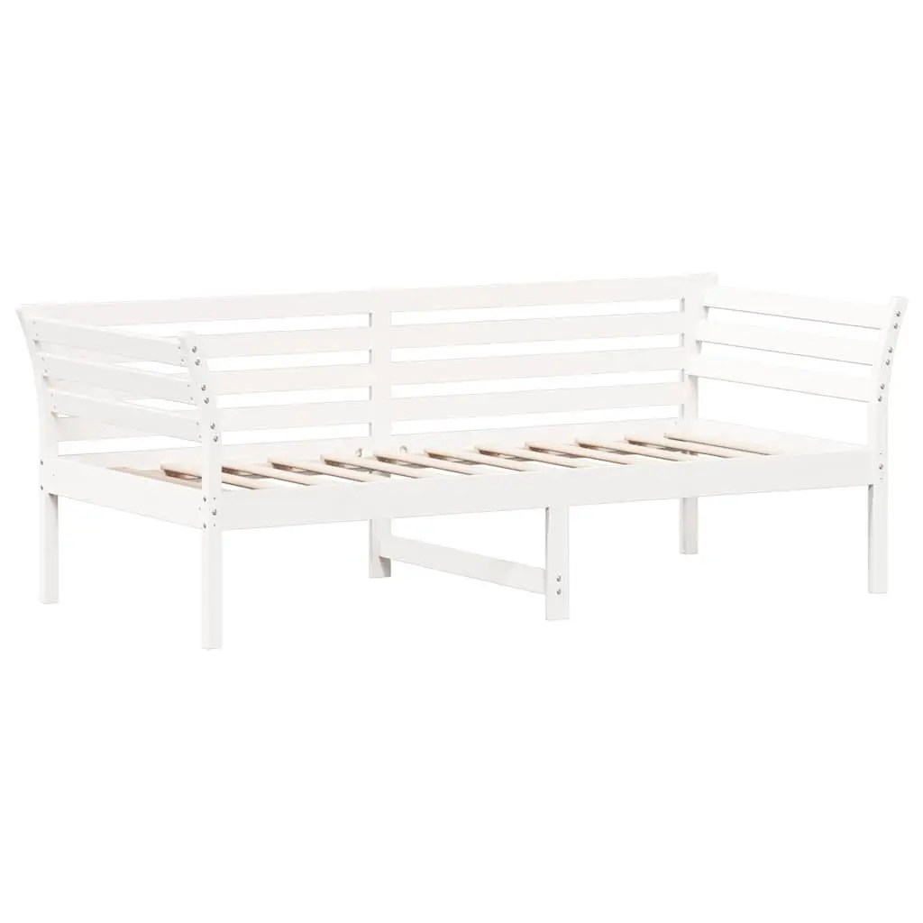 Solid Pine Wood Day Bed in White 90x190 cm with Guardrails