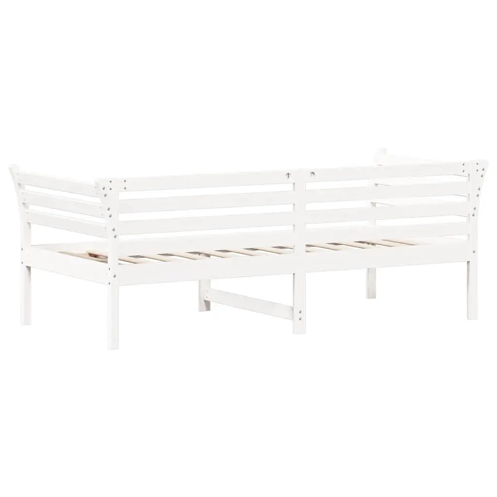 Solid Pine Wood Day Bed in White 90x190 cm with Guardrails