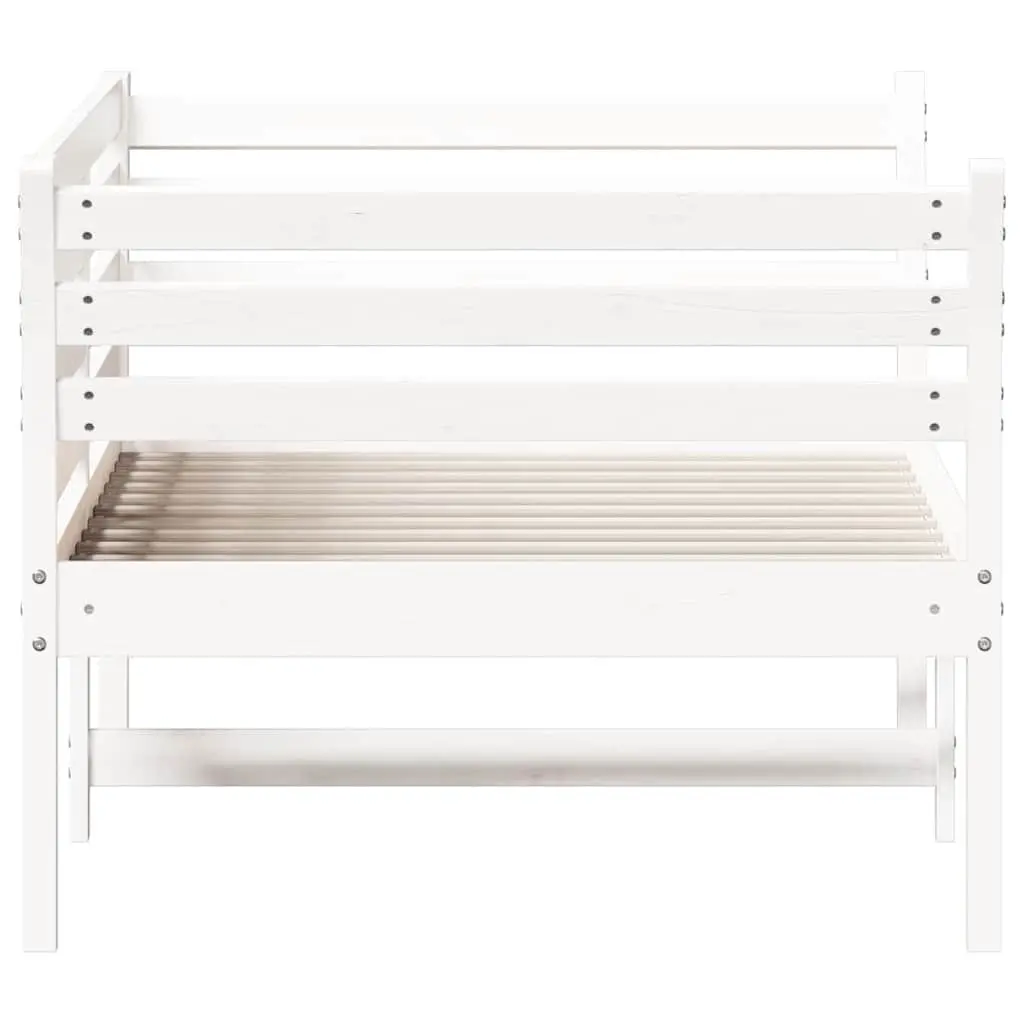 Solid Pine Wood Day Bed in White 90x190 cm with Guardrails