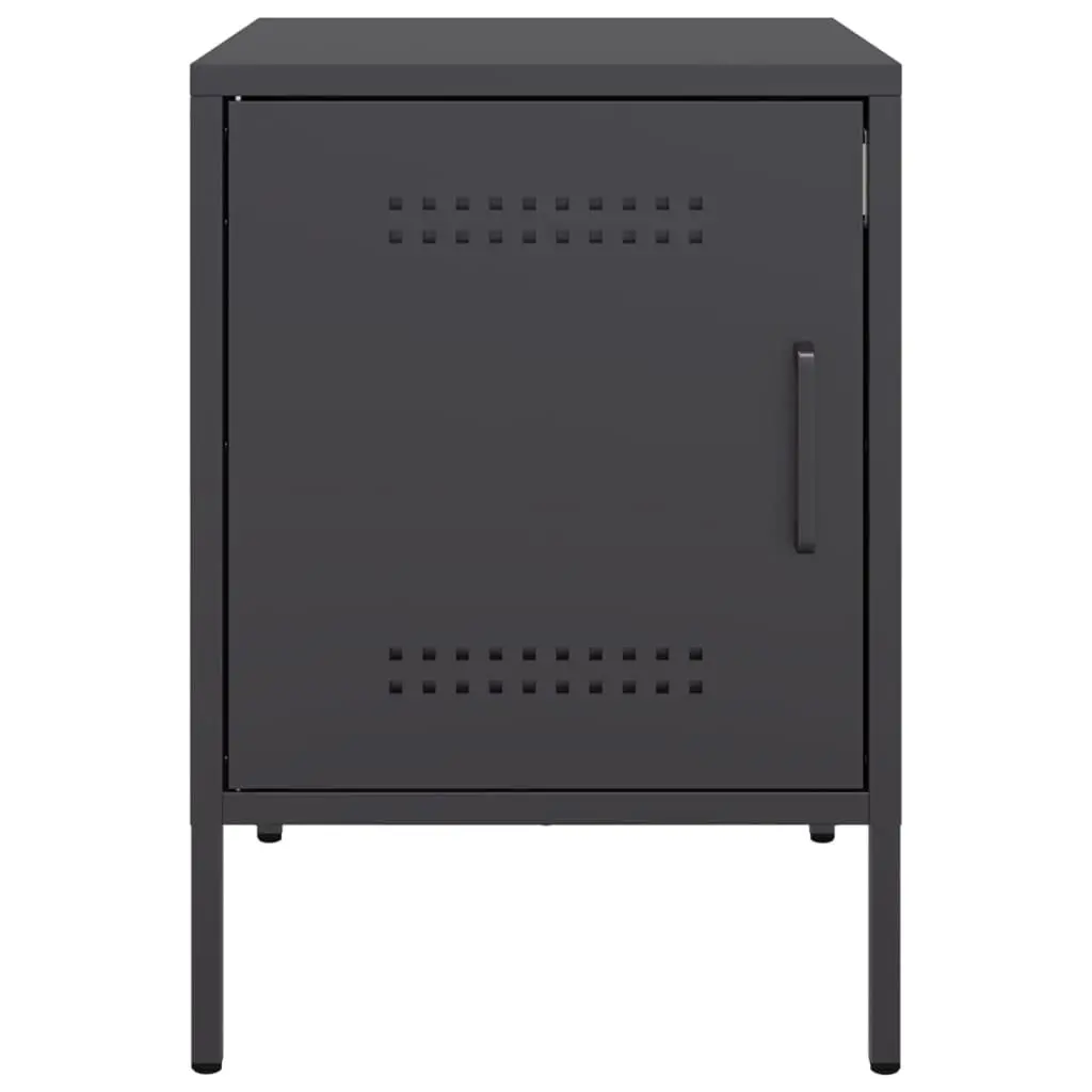 Bedside Cabinets Steel Black 2 Piece Industrial Nightstand Storage Side Table