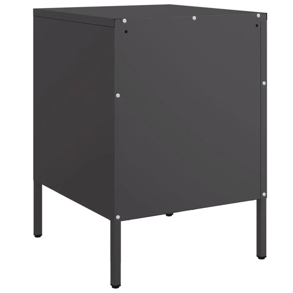 Bedside Cabinets Steel Black 2 Piece Industrial Nightstand Storage Side Table