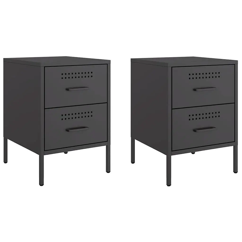 Industrial 2 Drawer Nightstand with Sturdy Steel Frame