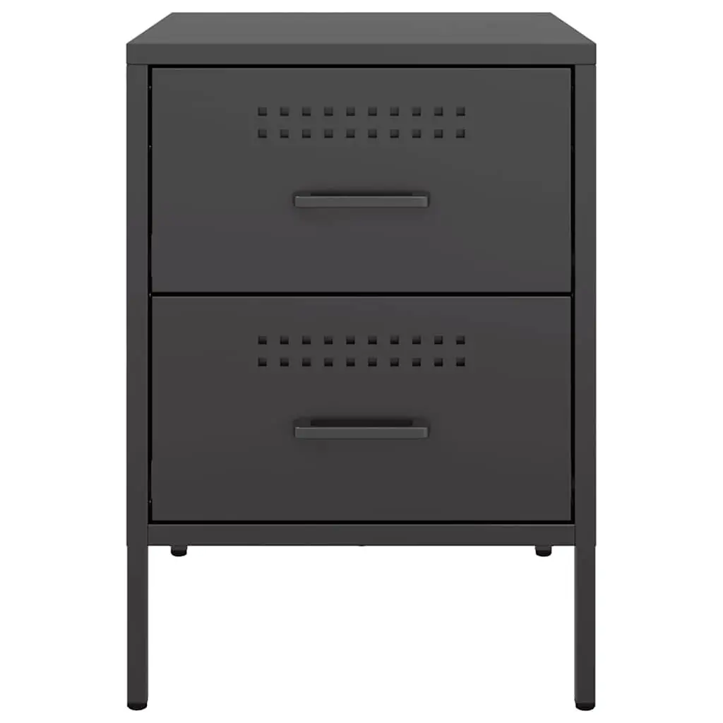 Industrial 2 Drawer Nightstand with Sturdy Steel Frame