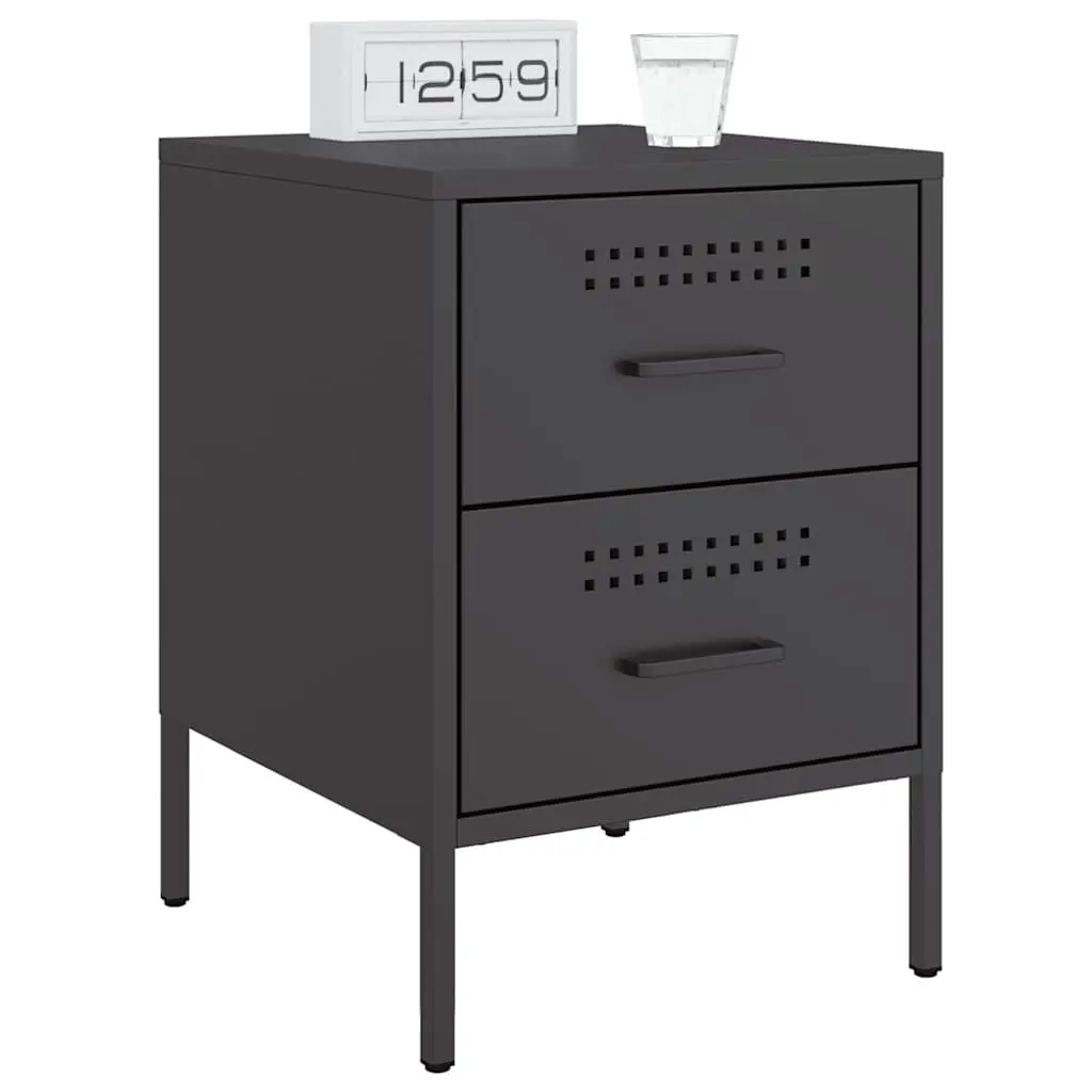 Industrial 2 Drawer Nightstand with Sturdy Steel Frame