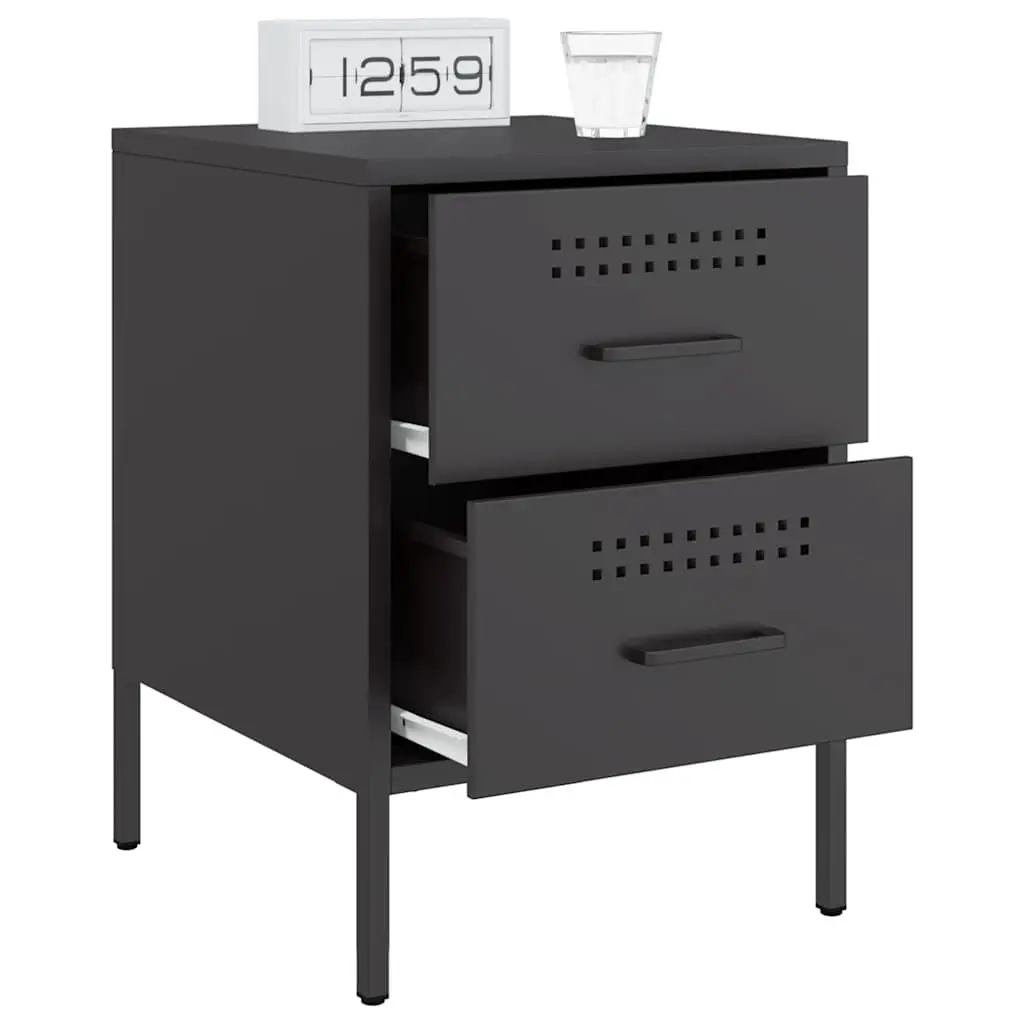 Industrial 2 Drawer Nightstand with Sturdy Steel Frame