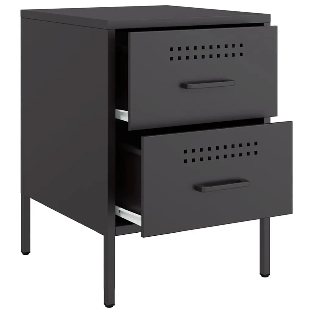 Industrial 2 Drawer Nightstand with Sturdy Steel Frame