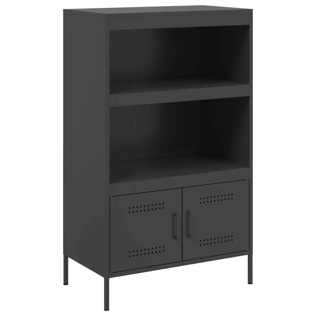 Highboard Storage Cabinet Steel 68 x 39 x 113 cm Black Industrial Style