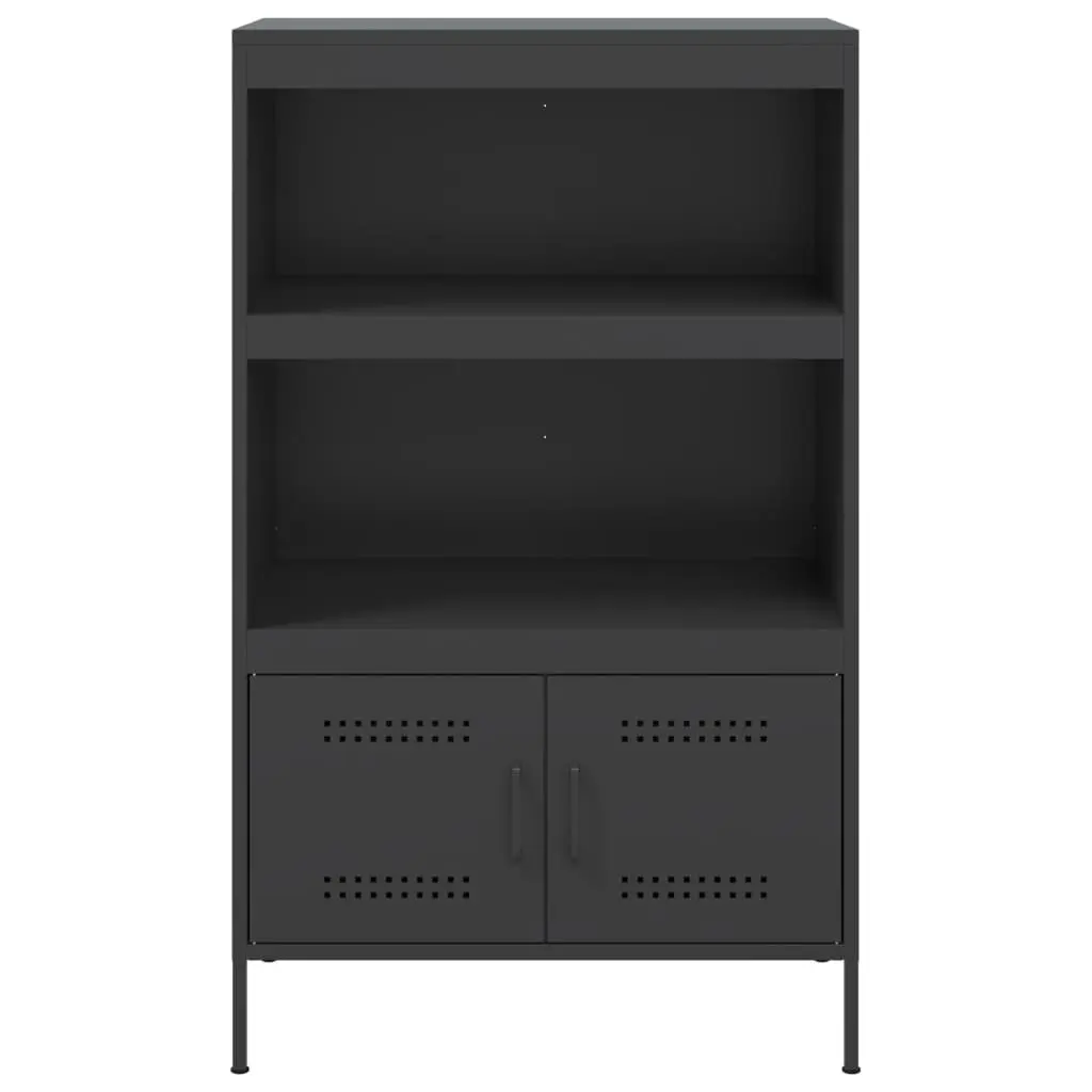 Highboard Storage Cabinet Steel 68 x 39 x 113 cm Black Industrial Style