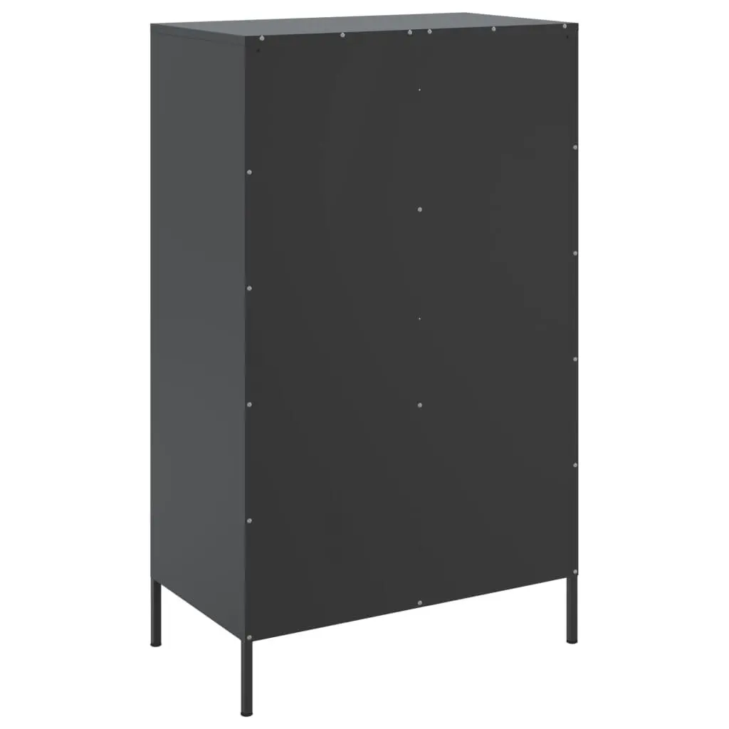 Highboard Storage Cabinet Steel 68 x 39 x 113 cm Black Industrial Style