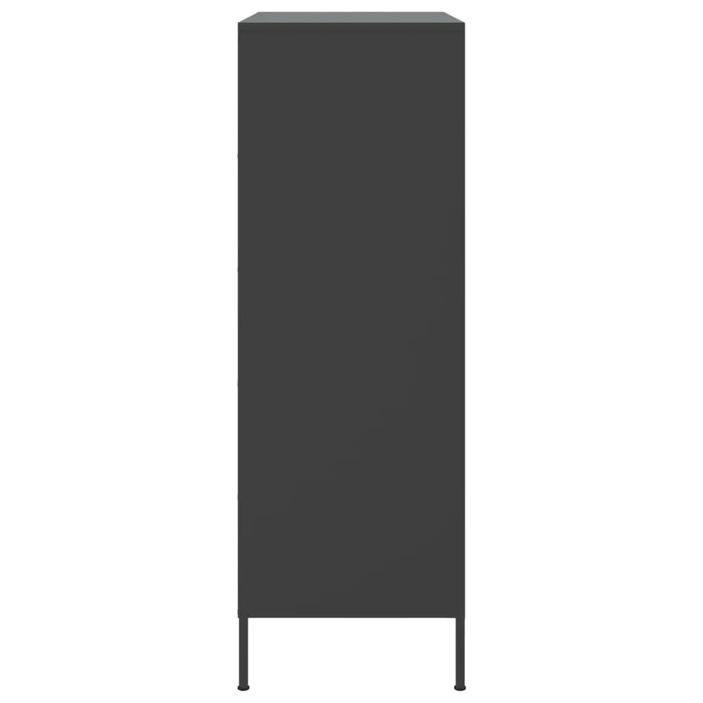 Highboard Storage Cabinet Steel 68 x 39 x 113 cm Black Industrial Style