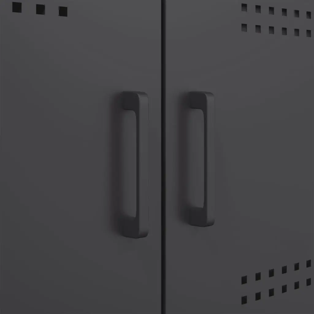 Highboard Storage Cabinet Steel 68 x 39 x 113 cm Black Industrial Style