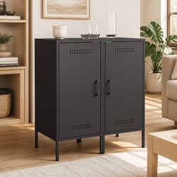 Black Industrial Sideboards Storage Cabinet 2 pc Buffet Living Room Bedroom