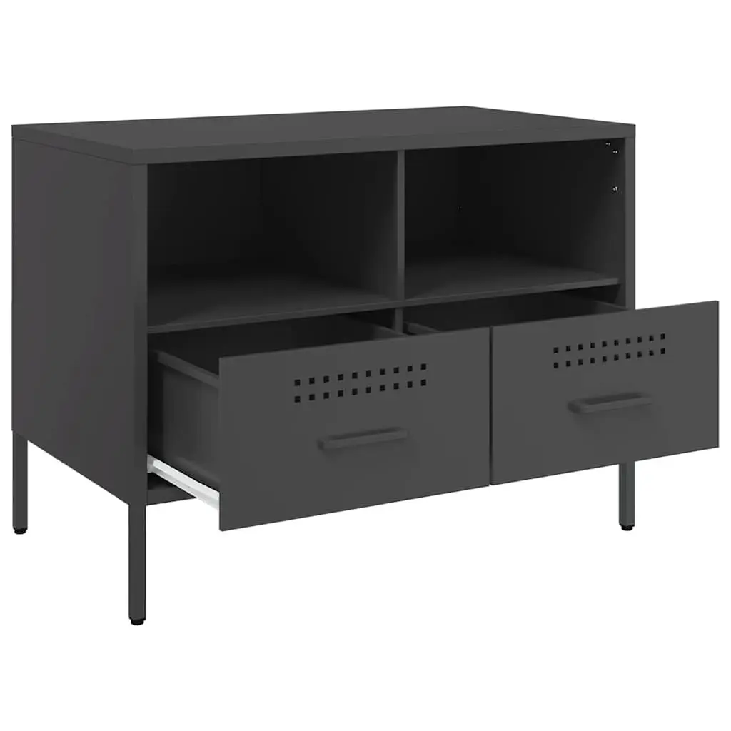 TV Cabinets 2 pcs Black Industrial Storage Unit Steel Frame Living Room Bedroom