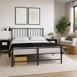 2-Pack Black Industrial Style Steel Nightstands