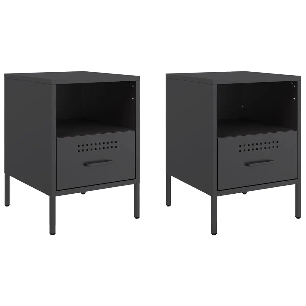 Bedside Tables Cold-rolled Steel 36x39x50.5cm Black 2 Piece