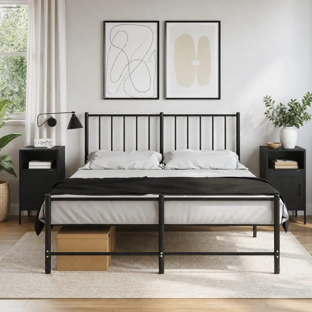 Bedside Cabinet Cold-rolled Steel 36x39x68 cm Black 2 Piece