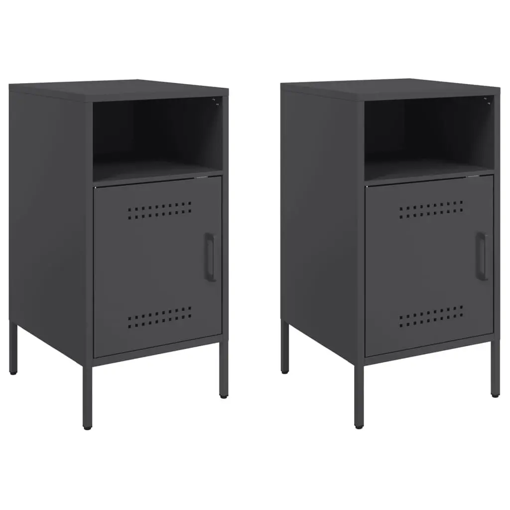Bedside Cabinet Cold-rolled Steel 36x39x68 cm Black 2 Piece
