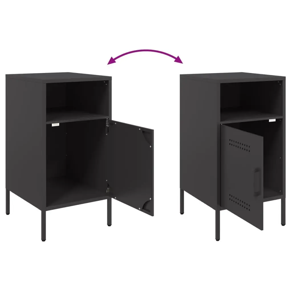 Bedside Cabinet Cold-rolled Steel 36x39x68 cm Black 2 Piece