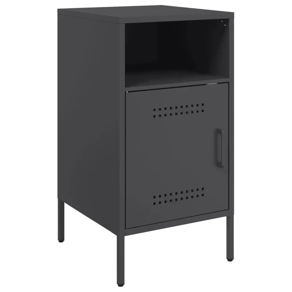 Bedside Cabinet Cold-rolled Steel 36x39x68 cm Black 2 Piece