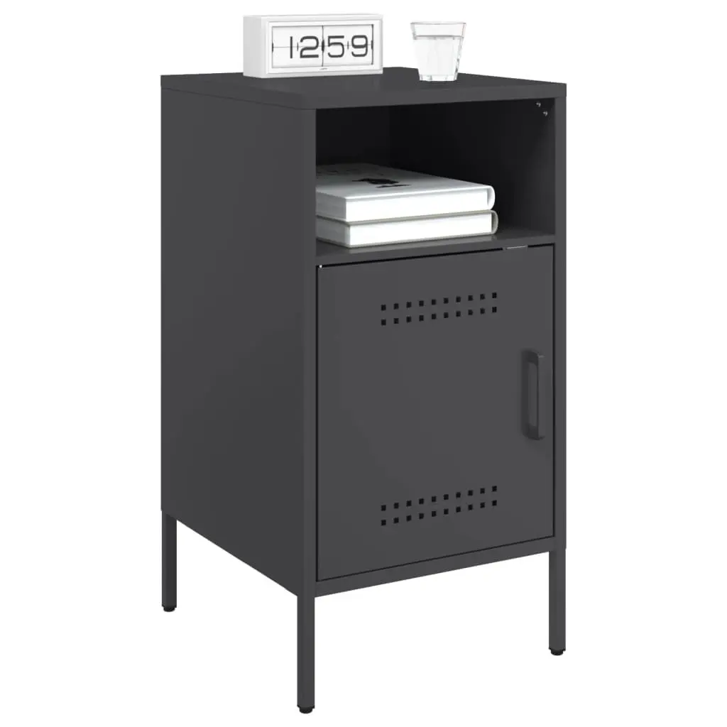 Bedside Cabinet Cold-rolled Steel 36x39x68 cm Black 2 Piece