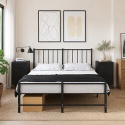 Industrial Style Black Bedside Cabinets - 2 Piece Set