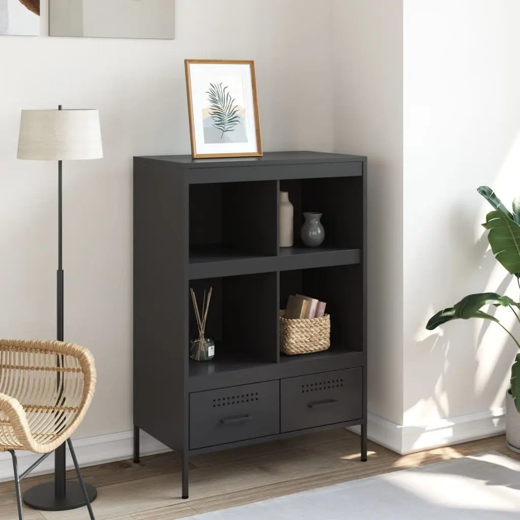 Highboard Cabinet Cold-rolled Steel 68x39x101.5cm Black