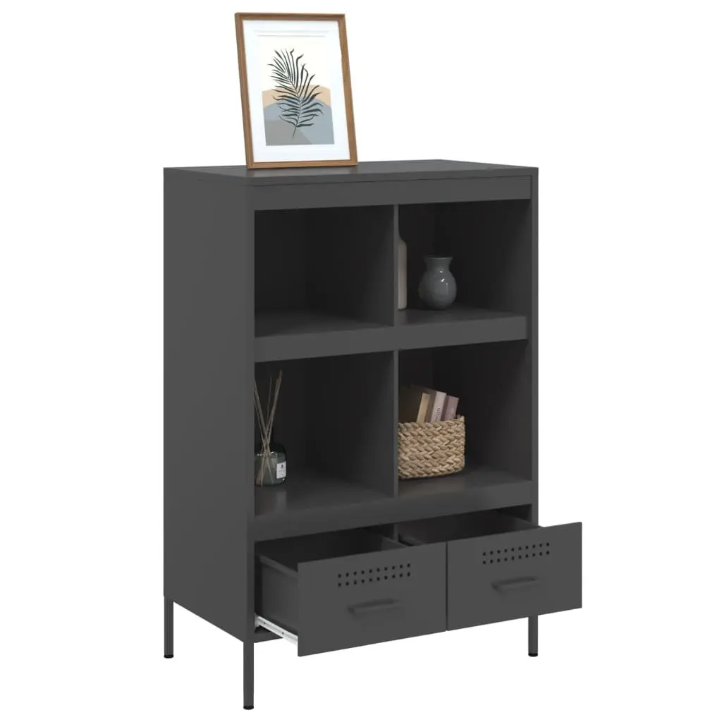 Highboard Cabinet Cold-rolled Steel 68x39x101.5cm Black