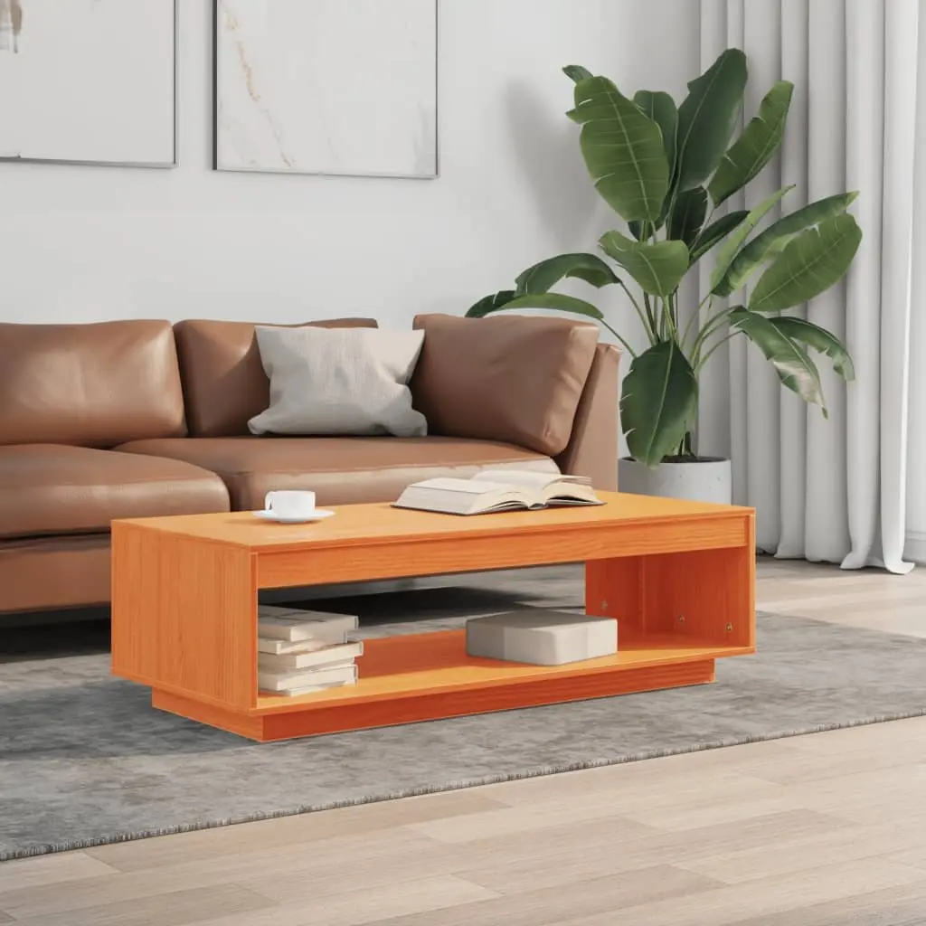 Solid Pine Wood Coffee Table with Storage