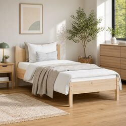 Solid Wood Pine Single Bed Frame 92x187 cm with Slatted Base