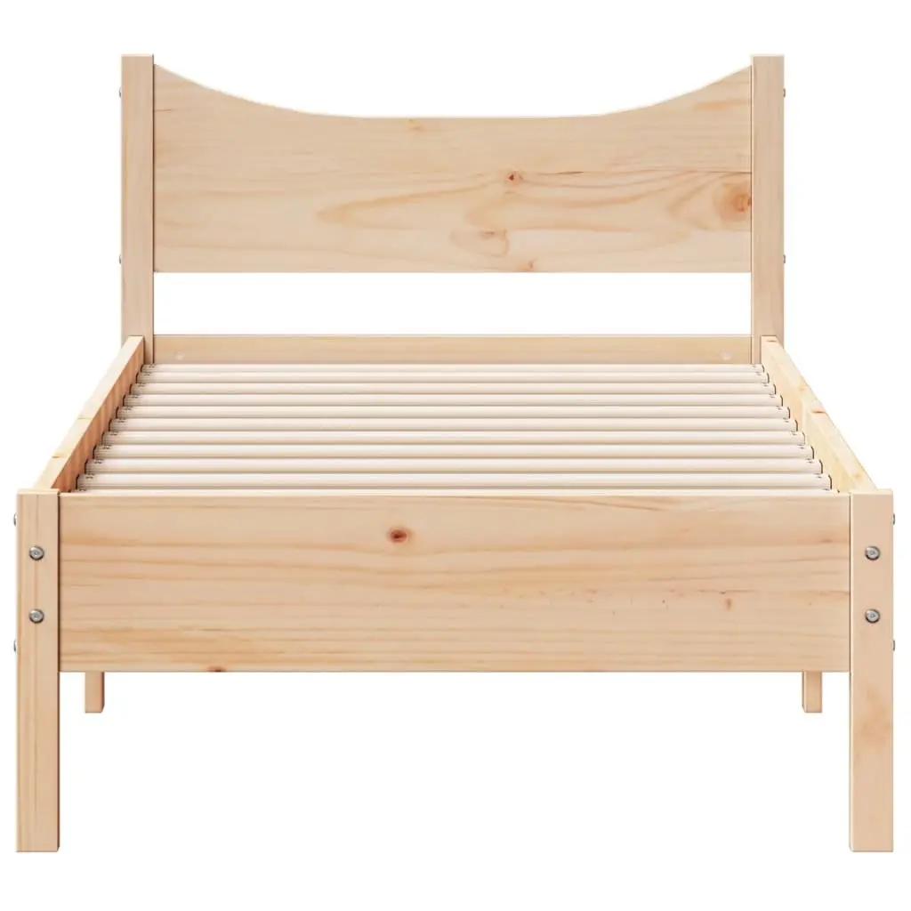 Single Bed Frame Solid Wood Pine 92x187 cm Brown