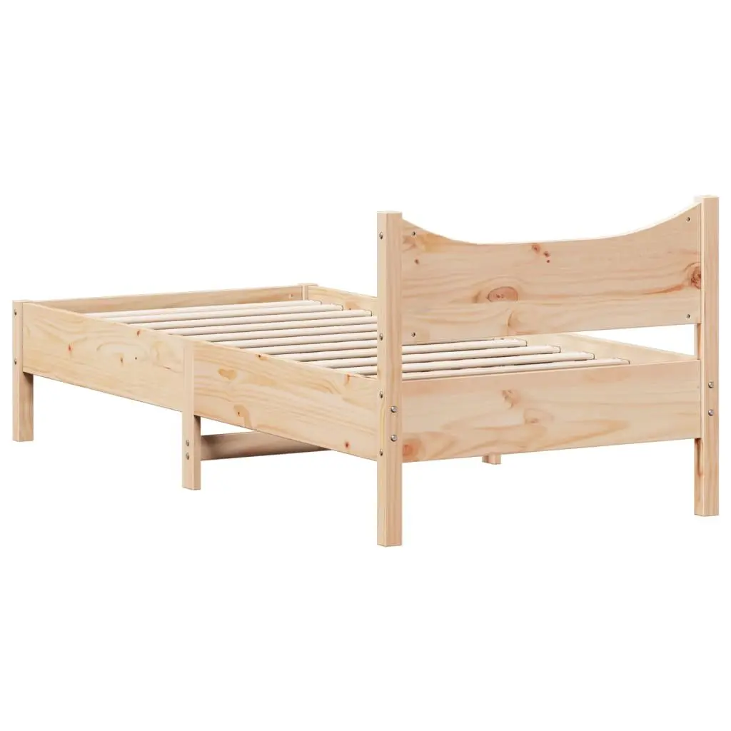 Single Bed Frame Solid Wood Pine 92x187 cm Brown