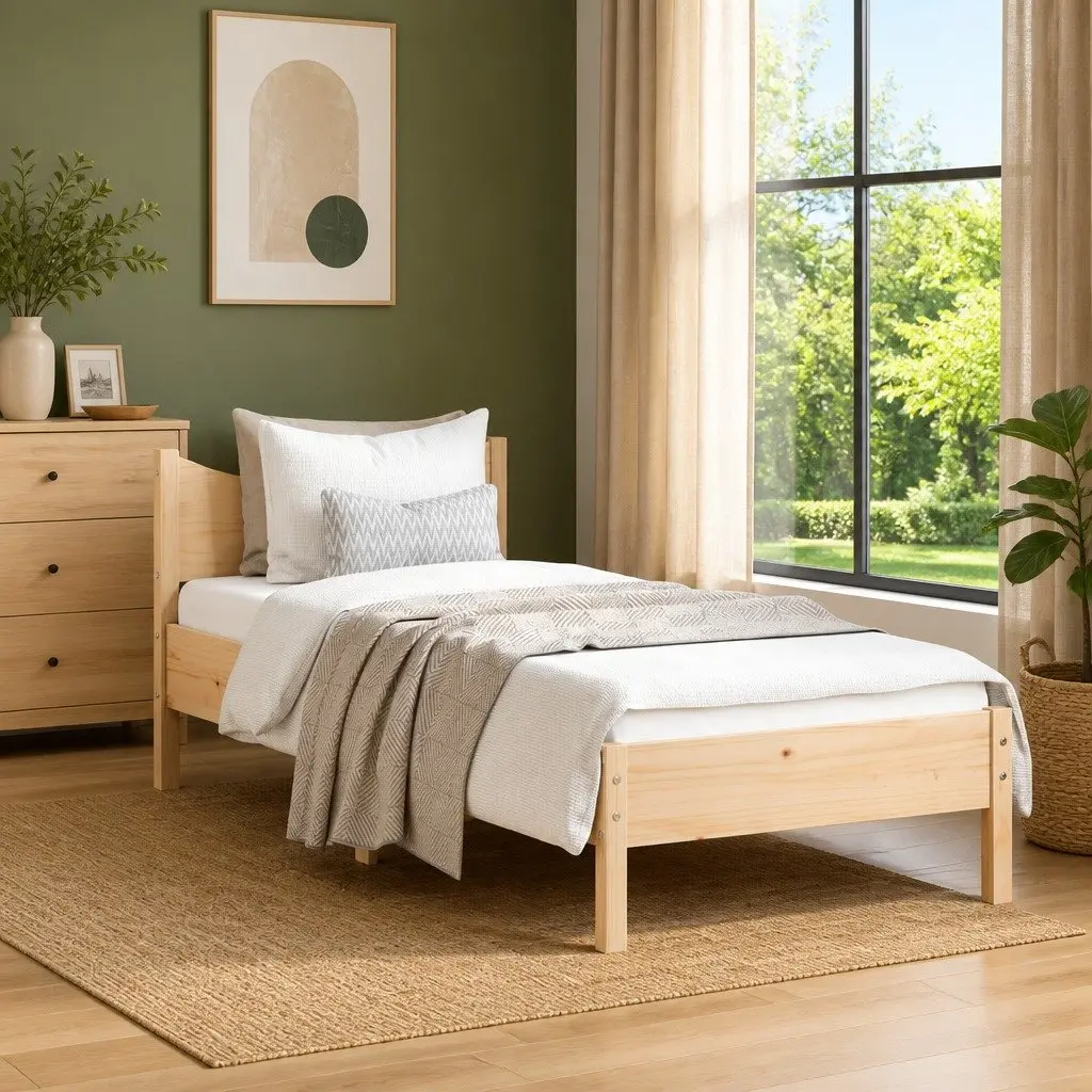 Solid Wood Pine Bed Frame 90x190 cm in Brown