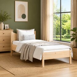 Durable Solid Wood Pine Bed Frame 90x190 cm in Brown