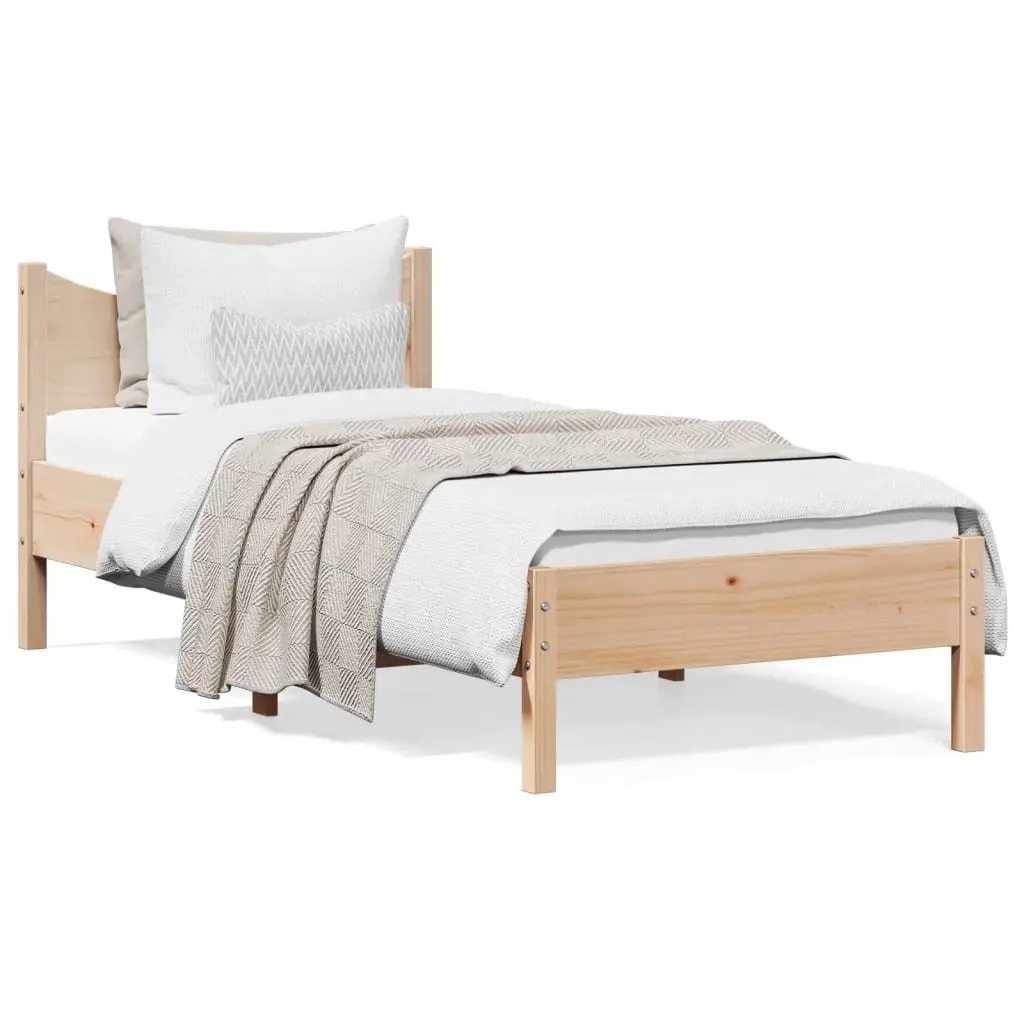 Solid Wood Pine Bed Frame 90x190 cm in Brown