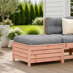 Sturdy Wooden Outdoor Garden Footstool Ottoman in Brown