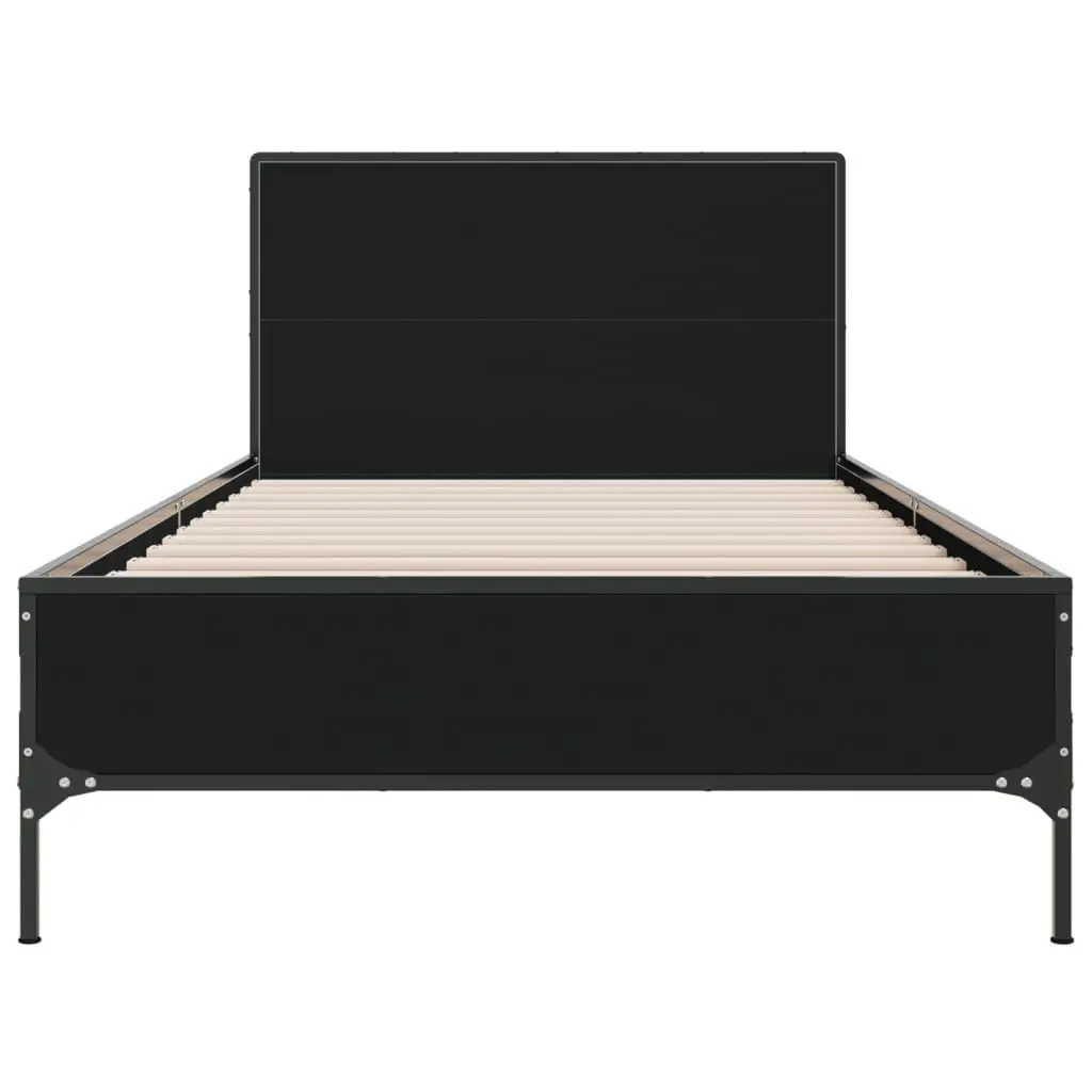 Black Bed Frame 90x190 cm with Metal Legs