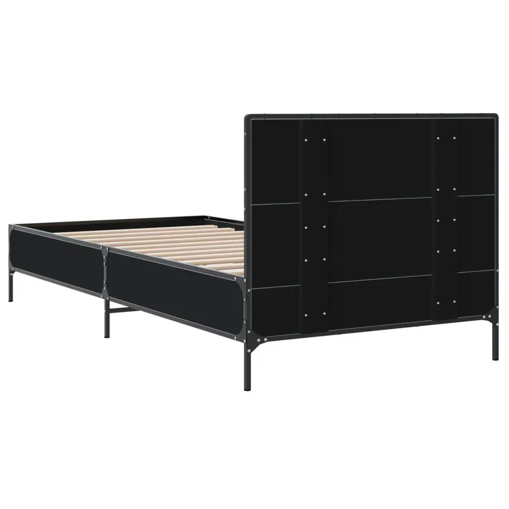 Black Bed Frame 90x190 cm with Metal Legs